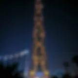 Aati Shining Tower at dusk showcasing its luminous facade