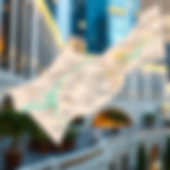 Map highlighting key areas for rentals in Dubai