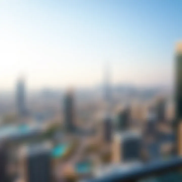 Panoramic view from Al Jaddaf Star Residence demonstrating Dubai's skyline