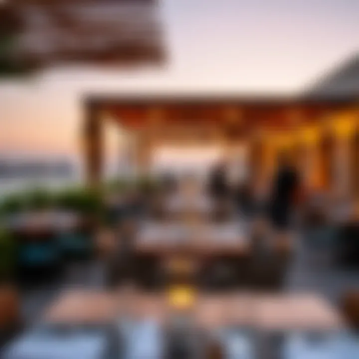 A stunning view of Al Safadi's outdoor dining area at The Pointe, showcasing the vibrant atmosphere.