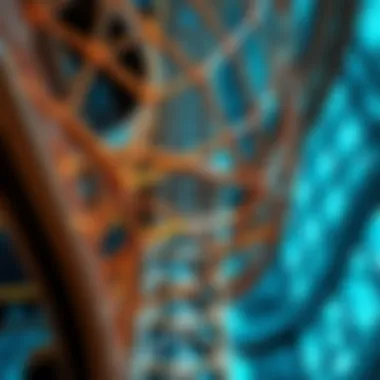 Close-up of the intricate structural elements of Arenco Tower