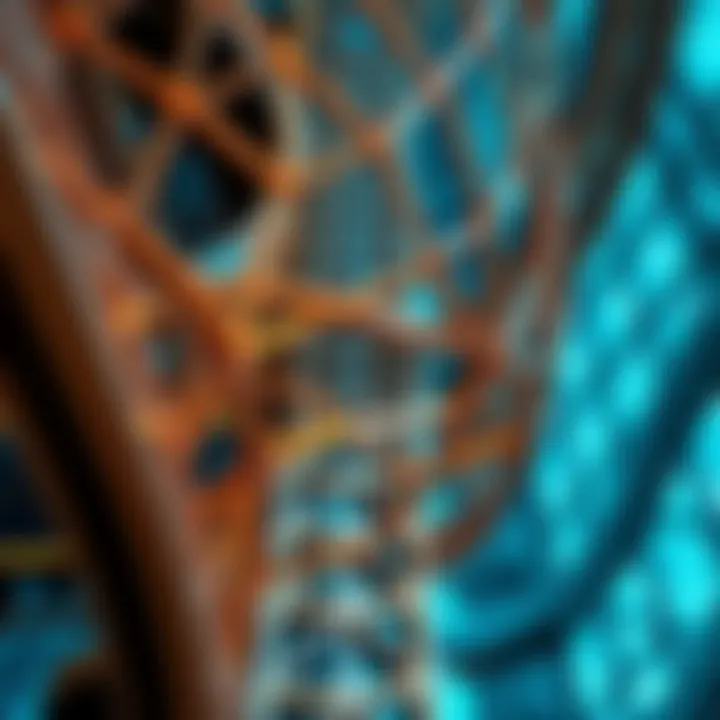 Close-up of the intricate structural elements of Arenco Tower