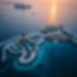 Aerial view showcasing the luxurious design of Billionaire Island