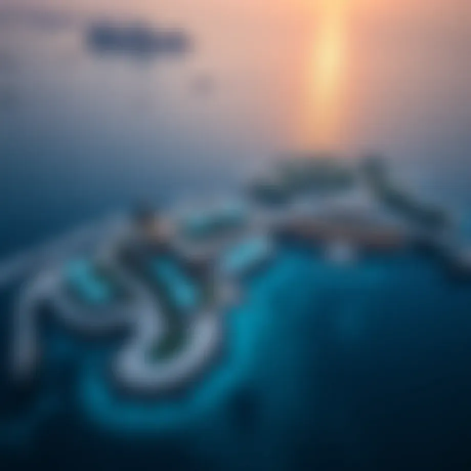 Aerial view showcasing the luxurious design of Billionaire Island