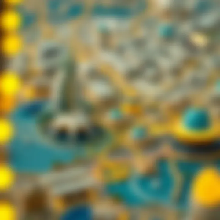 Map highlighting key areas for hotel purchases in Dubai