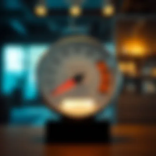 Visual representation of a credit score gauge