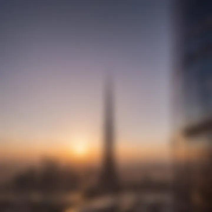 Stunning view of the Burj Khalifa at sunset