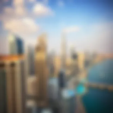 Aerial view of iconic Dubai skyline showcasing modern architecture