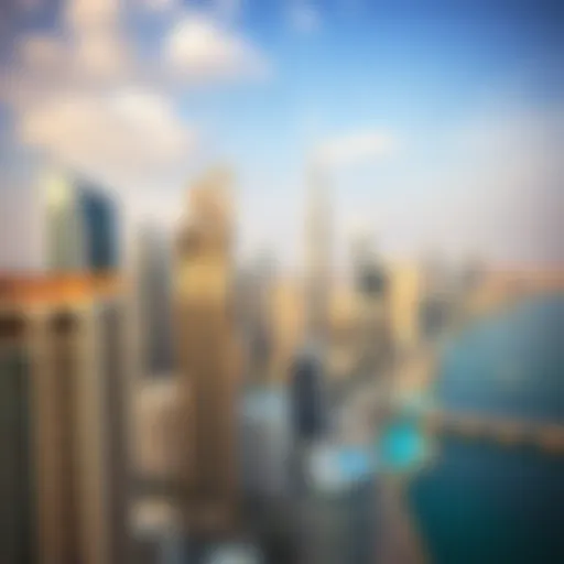 Aerial view of iconic Dubai skyline showcasing modern architecture