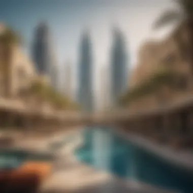 A bustling real estate market scene in Dubai