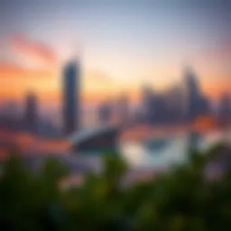 Dubai skyline with iconic buildings