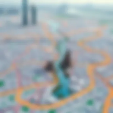 Map highlighting Riverland Dubai's strategic location within the city