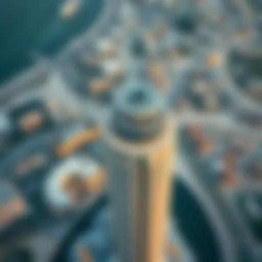 Aerial view of Al Kubra Tower showcasing its architectural design