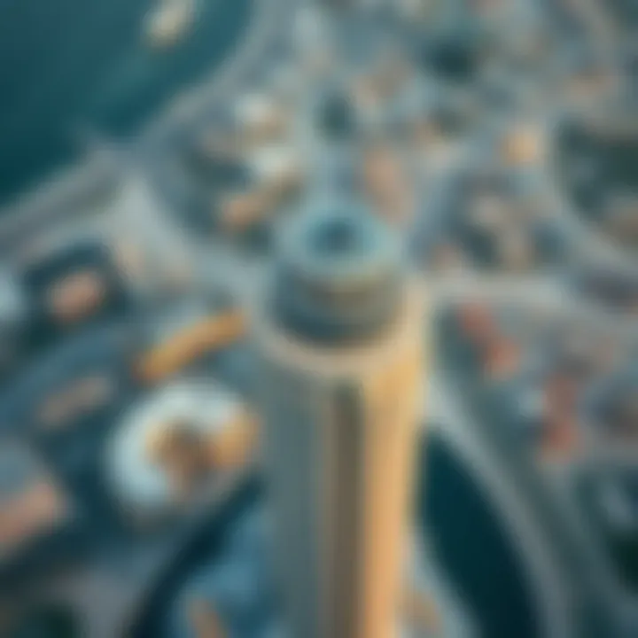 Aerial view of Al Kubra Tower showcasing its architectural design