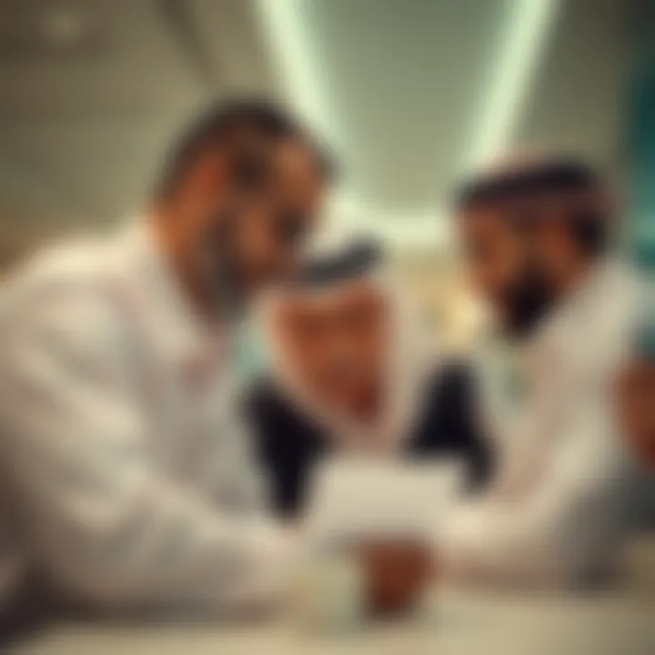 Investors analyzing real estate trends in Amwaj