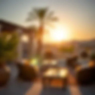 Relaxing outdoor spaces in Arabian Ranches basking in sunlight