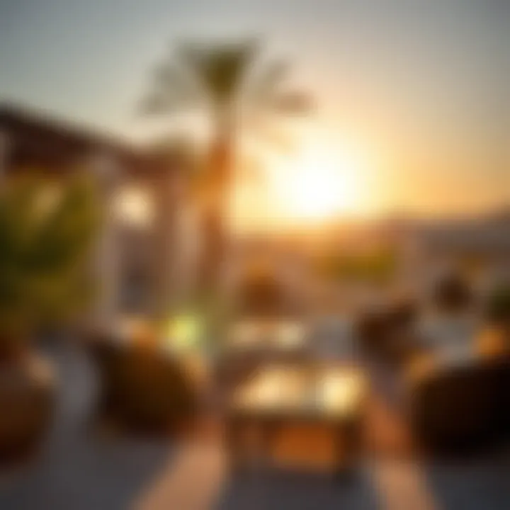 Relaxing outdoor spaces in Arabian Ranches basking in sunlight