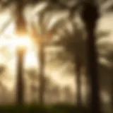 Sunlight filtering through palm trees in Arabian Ranches