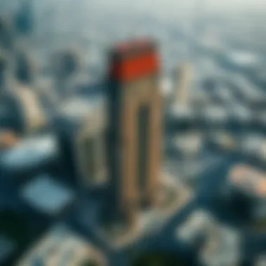 Aerial view of الاتحاد بلازا surrounded by Dubai's urban landscape