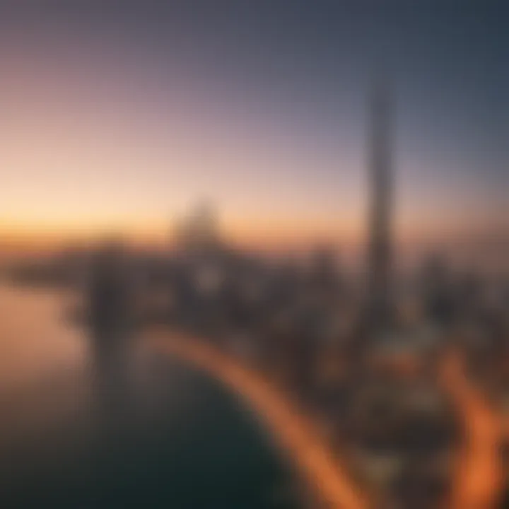 Breathtaking sunset over the Dubai skyline