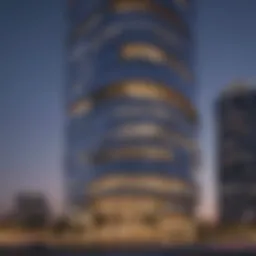 Stunning view of a Damac building at dusk