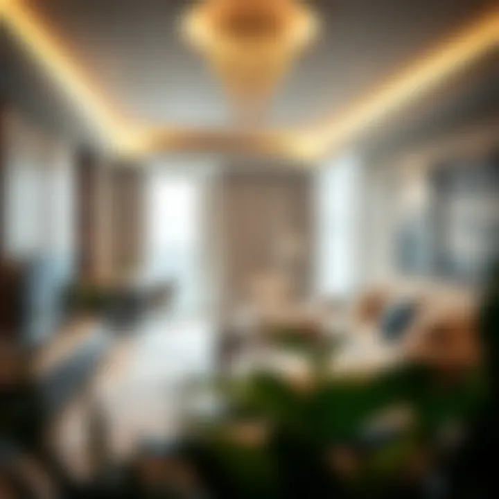 Interior of a luxurious apartment in Mizin Tower highlighting modern amenities