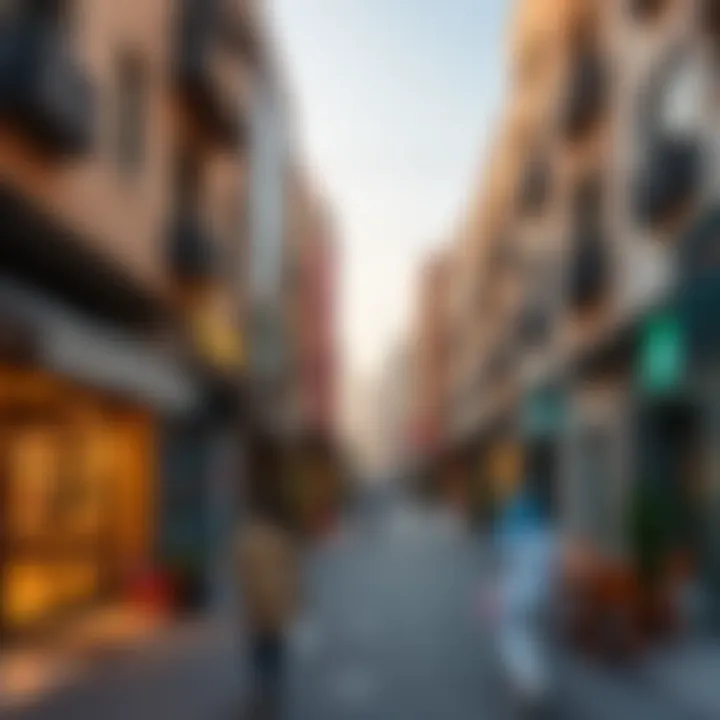 Vibrant streets of New Muwaileh filled with local shops and cafes