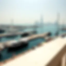 A panoramic view of Port Rashid showcasing its bustling docks and skyline.