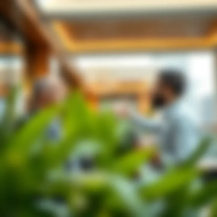 Real estate agents discussing property options in Dubai Marina