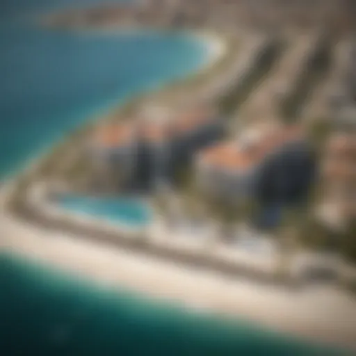 Aerial view of Royal Bay showcasing its stunning architectural design and waterfront