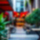 Vibrant urban streetery in JLT showcasing outdoor seating and greenery