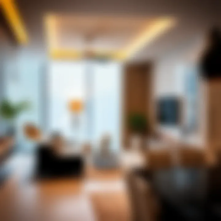 Modern studio interior design showcasing stylish decor and furnishings