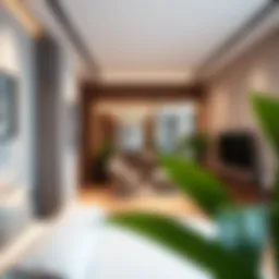 A modern studio apartment showcasing minimalist design and efficient use of space