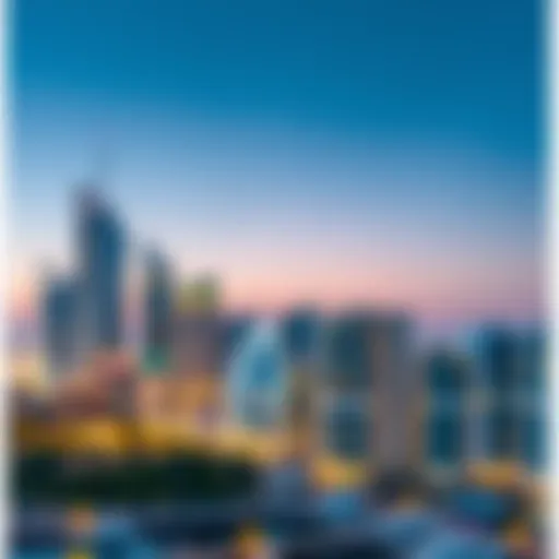 Stunning skyline view of Marina Sunset Bay at dusk