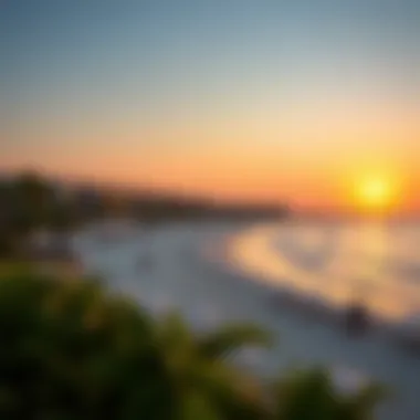 Vibrant sunset over a beachside community