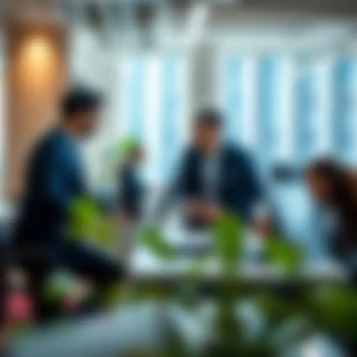 Entrepreneurs collaborating in a flexible workspace
