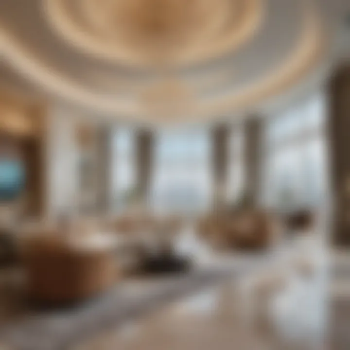 Interior view of a luxury apartment in Dubai Tower highlighting modern amenities.