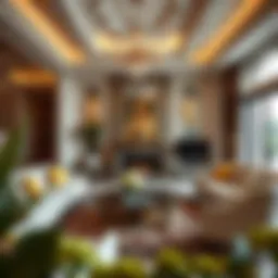 Luxurious living room with opulent decor