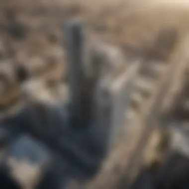 Aerial view of the New Al Nahda Building showcasing its modern architecture against the Dubai skyline.