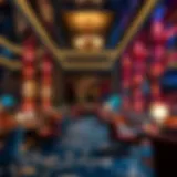 A luxurious lounge with ambient lighting and contemporary decor