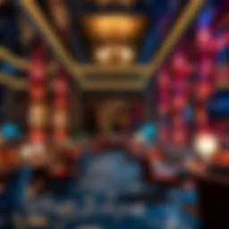 A luxurious lounge with ambient lighting and contemporary decor