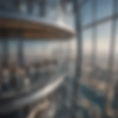 A panoramic perspective of the observation deck, filled with visitors admiring the view.