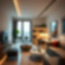 Modern studio flat interior showcasing stylish design and space optimization