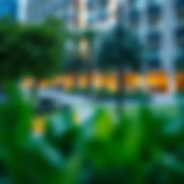 Picturesque park in Town Square with lush greenery and recreational areas
