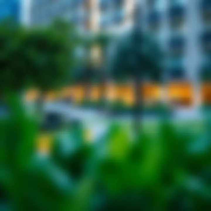 Picturesque park in Town Square with lush greenery and recreational areas