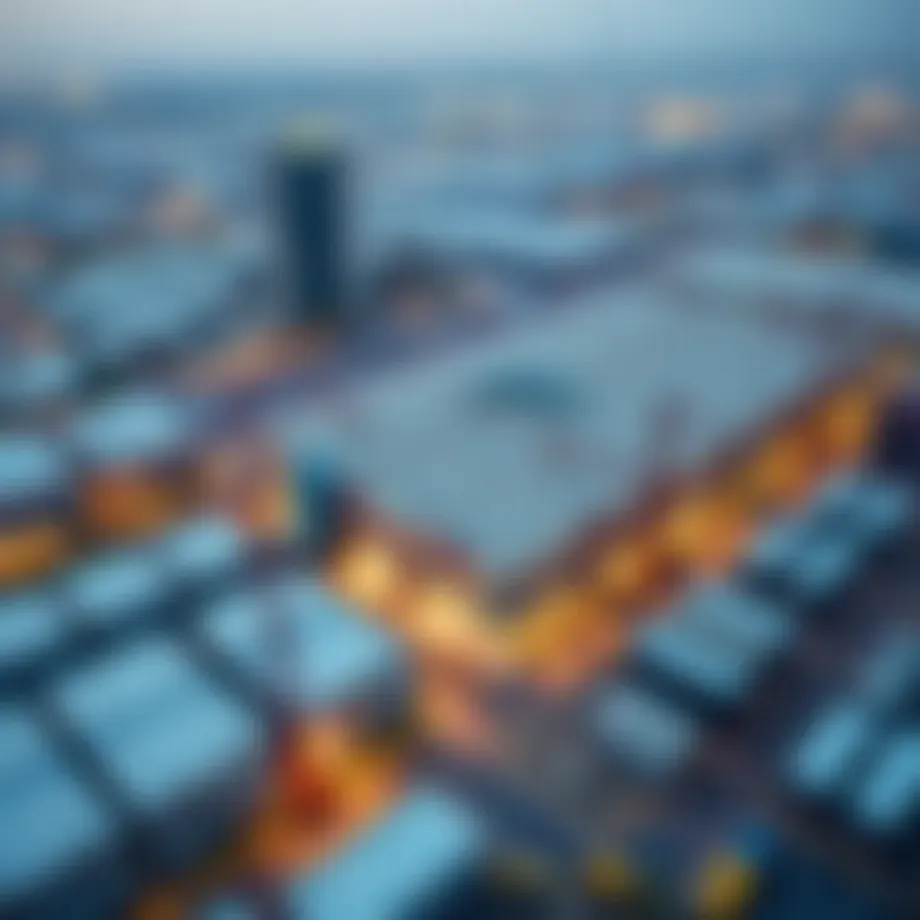 Aerial view of Business Bay showcasing warehouse facilities