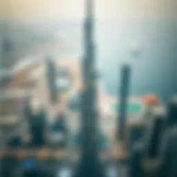 Aerial view of Burj Khalifa showcasing its height and architectural design