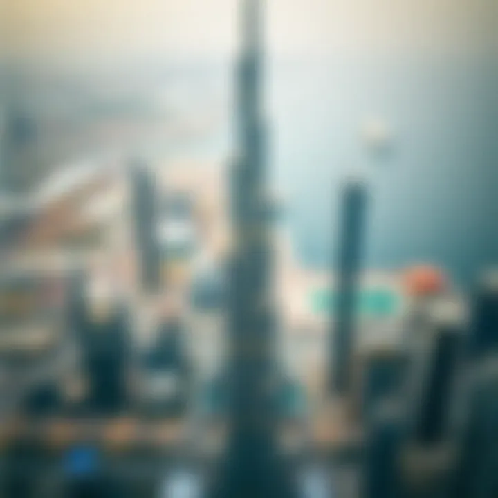 Aerial view of Burj Khalifa showcasing its height and architectural design