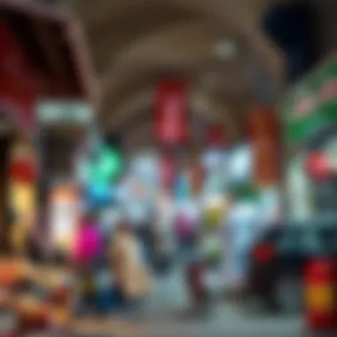 Vibrant local market scene along Khalidiya Street filled with shops