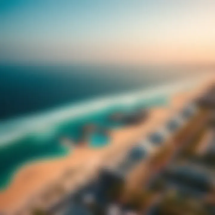 A stunning aerial view of Le Mer Dubai showcasing its coastal setting.